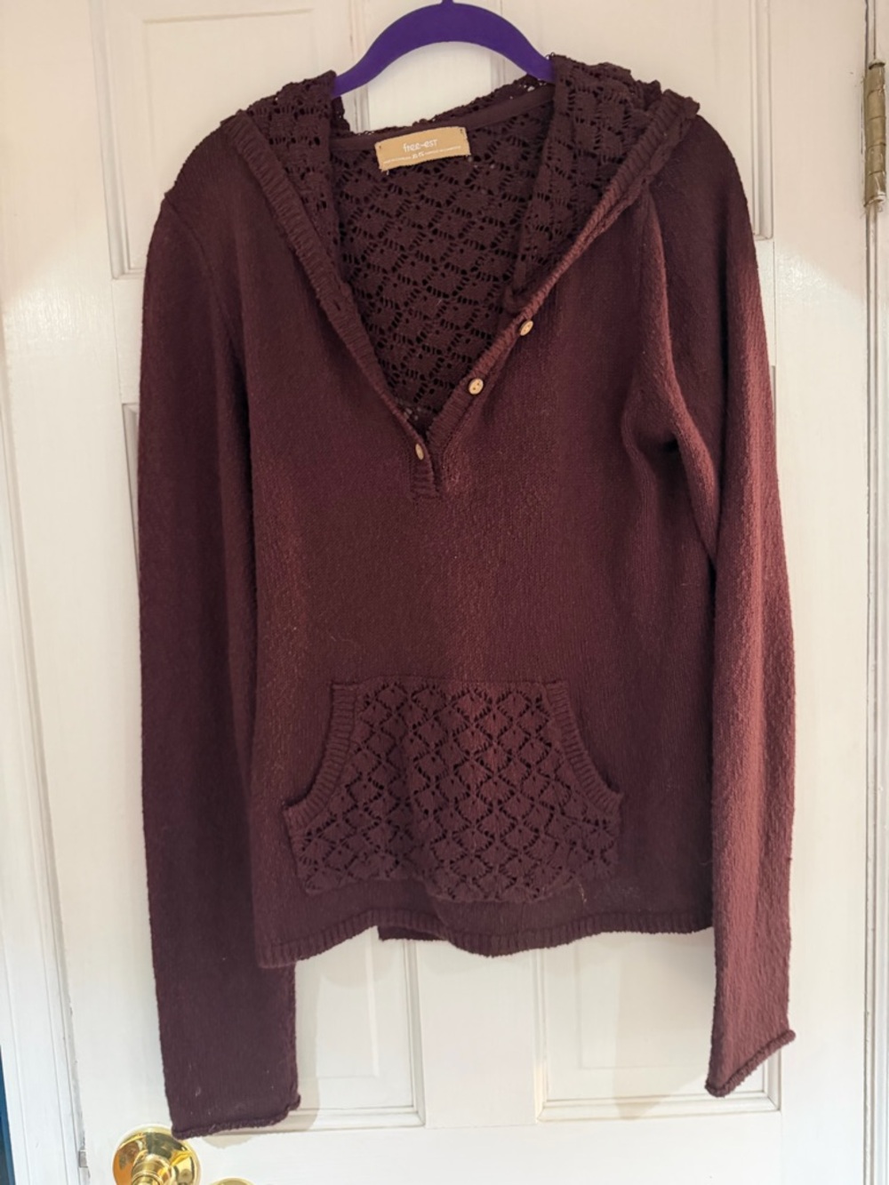 Free People Hooded Knit Sweater/sz XL